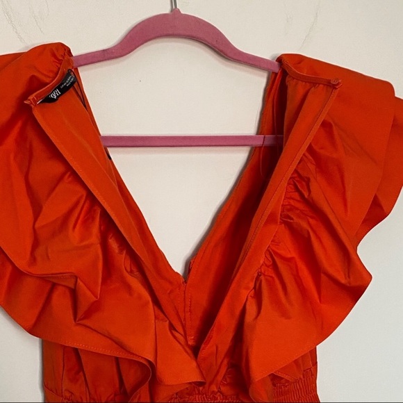 NWOT Red Zara Ruffle Mini Dress - Picture 5 of 8